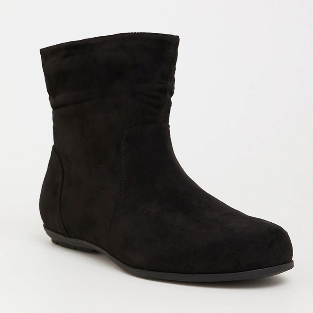 Torrid 8 9 12 W Boots Black Scrunch Flat Booties